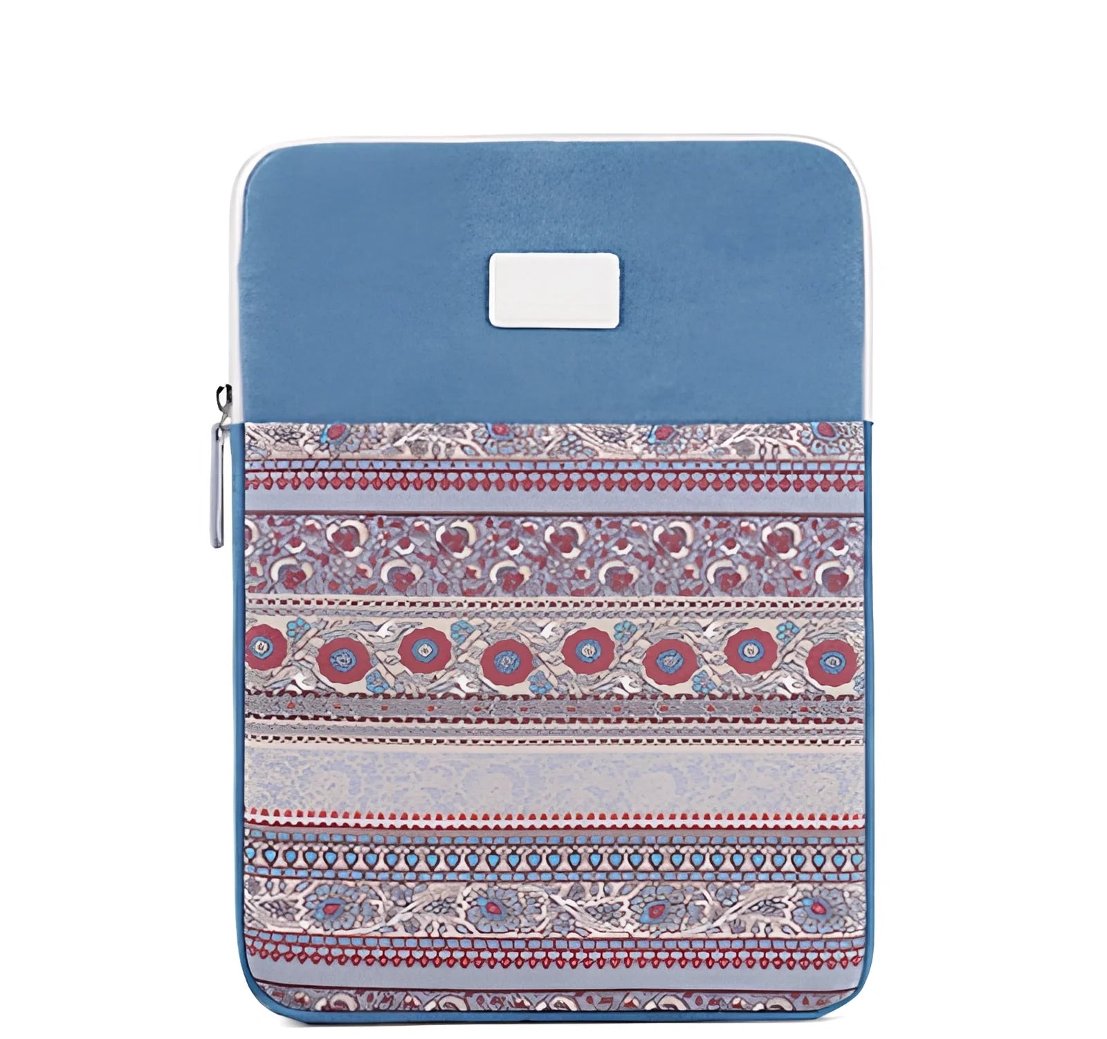 Canvas laptop sleeve showing size options for 11-15 inch devices with protective padding