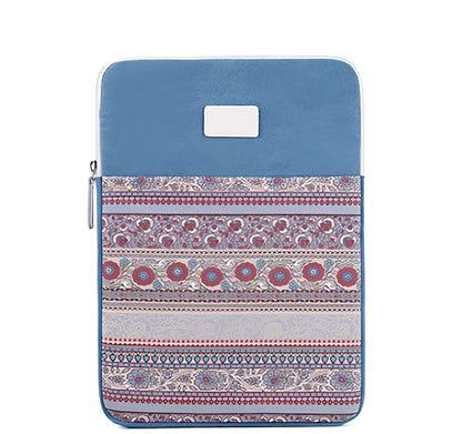 Canvas laptop sleeve showing size options for 11-15 inch devices with protective padding
