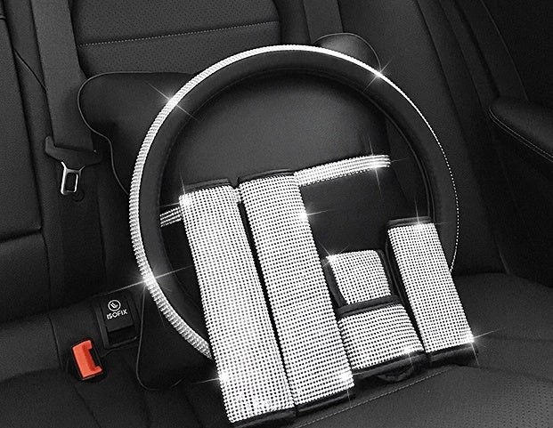 Universal car steering wheel handle set with anti-slip PU leather cover in various colours