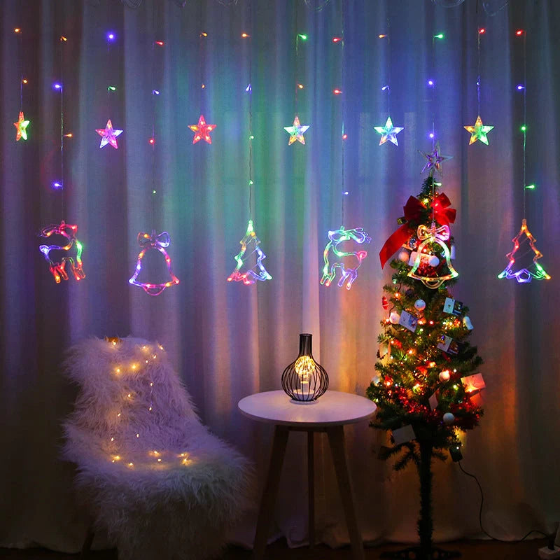 Christmas Deer Tree Bells Star String Fairy Lights for festive outdoor and indoor decoration