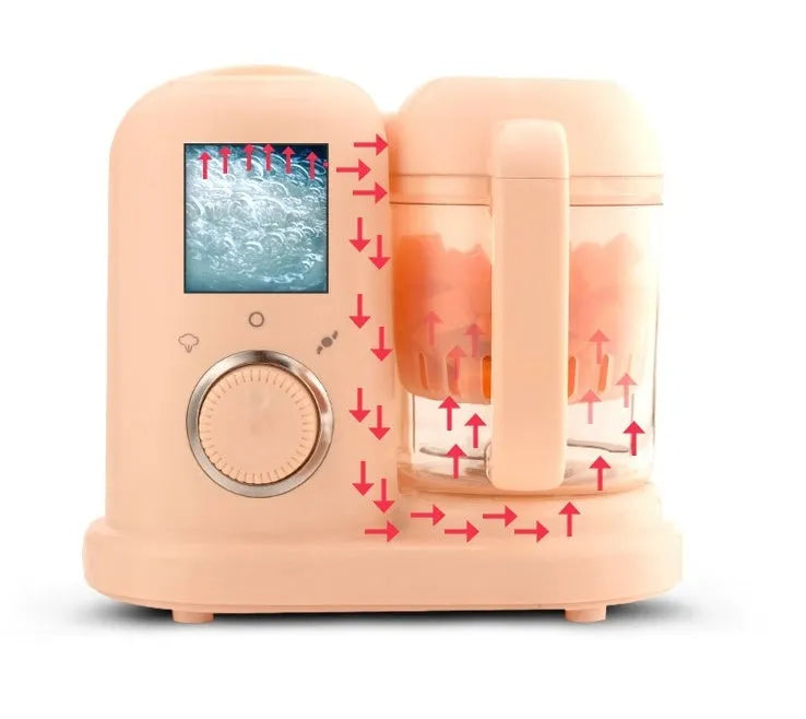 Green baby food processor steamer and blender with double mixing blades and 10 litre capacity