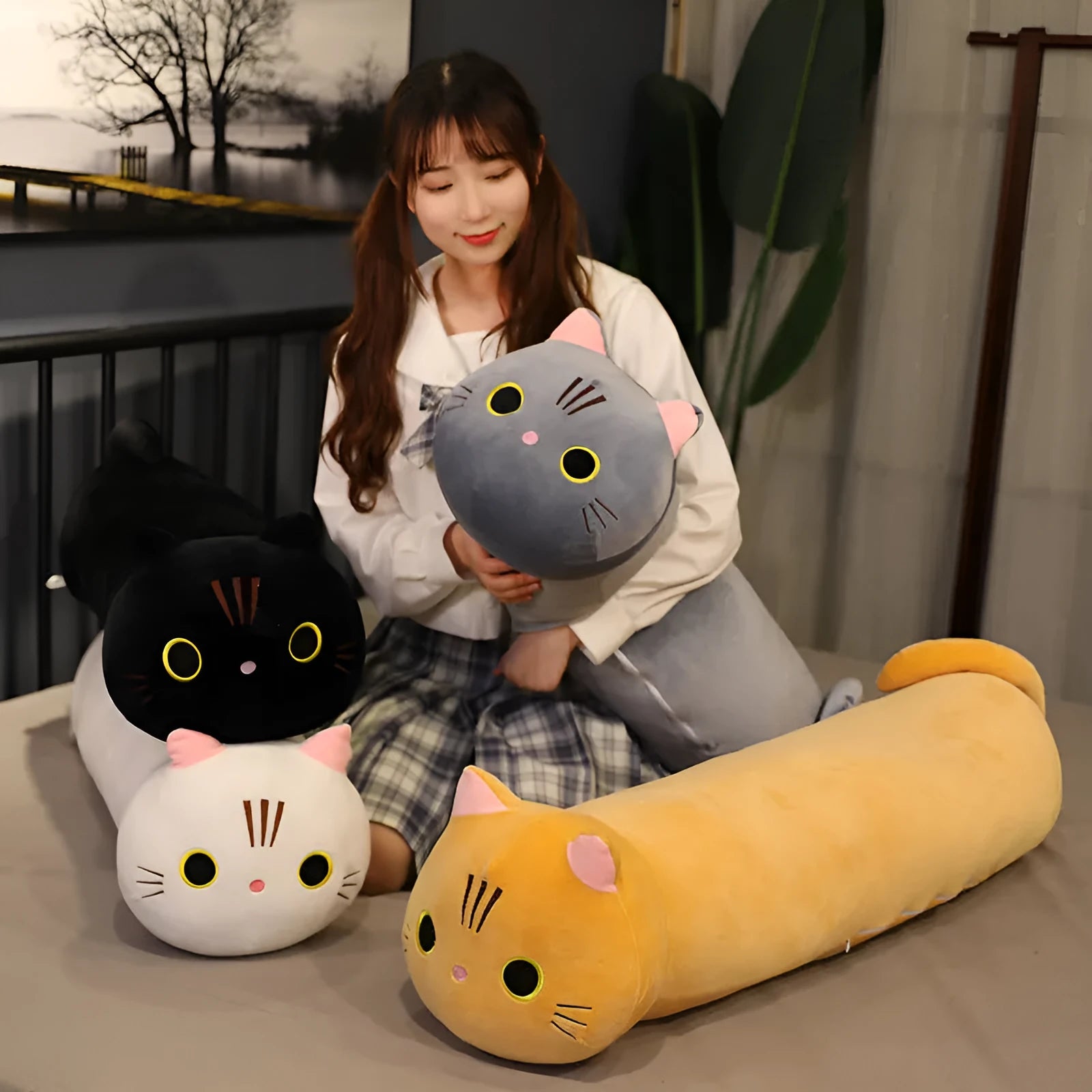 Large cartoon cat plush toy stuffed doll animal pillow cushion in multiple size and colour options