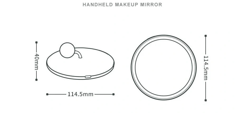 Pink and white LED makeup mirror with overlay closure and 800mAh battery