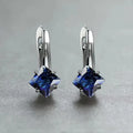 Women's copper inlaid zircon diamond design earrings light luxury simplicity style available in blue