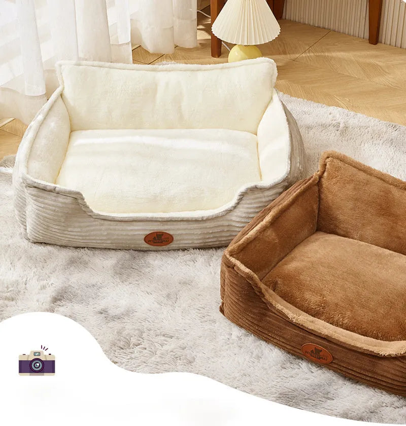 Removable cover pet bed for small medium dogs in coffee or white colour with multiple size options