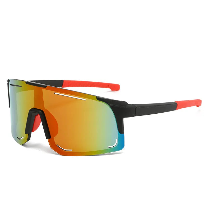 Square frame cycling sunglasses in C1 black frame with full grey film, conventional size, unisex street style