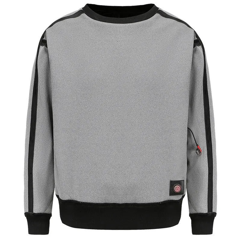 Unisex USB electric heated jacket in black with lumbar support, polyester fabric, for running sports