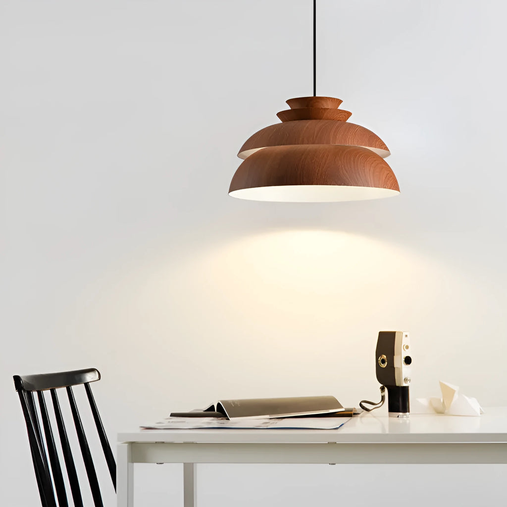 Simple chandelier creative coffee shop bar personality pendant light 33cm antique wood grain