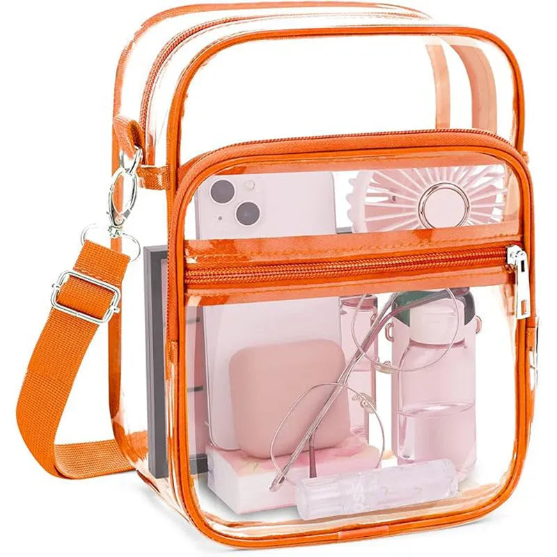 Black PVC cube style crossbody handbag showing dimensions and modern simplicity design.