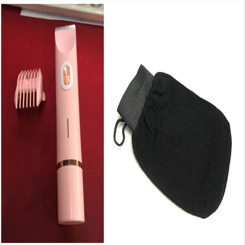 Pink USB-powered 2-in-1 hair remover for women with double head shaver