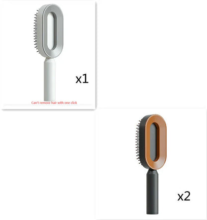 3D Air Cushion Hair Brush in elegant white, showcasing wide comb teeth and ergonomic handle