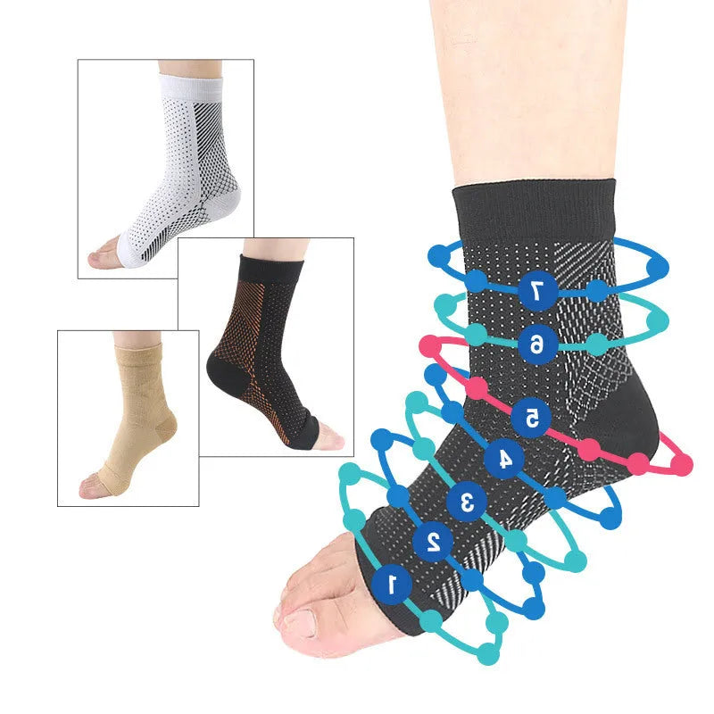 Korean-style sports compression socks with invisible heel design in white, black, skin colour and copper