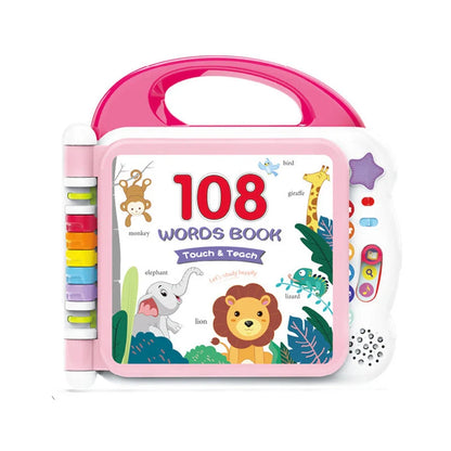 Educational English Kids Intelligent Book Learning Machine with Bluetooth in pink, red, and green