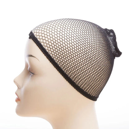 Wig hair net with geometry plaid pattern and two-head pass design in cloth material
