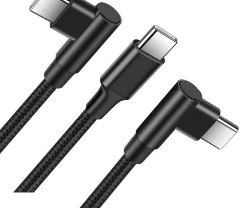 Black double-ended Type-C nylon braided PD fast charging data cable 2m length