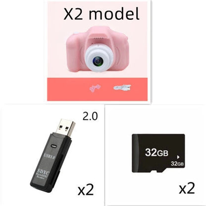 Playful X2 HD Mini Digital Camera for Kids with Durable Silicone Body, Vibrant Display, and Creative Filters