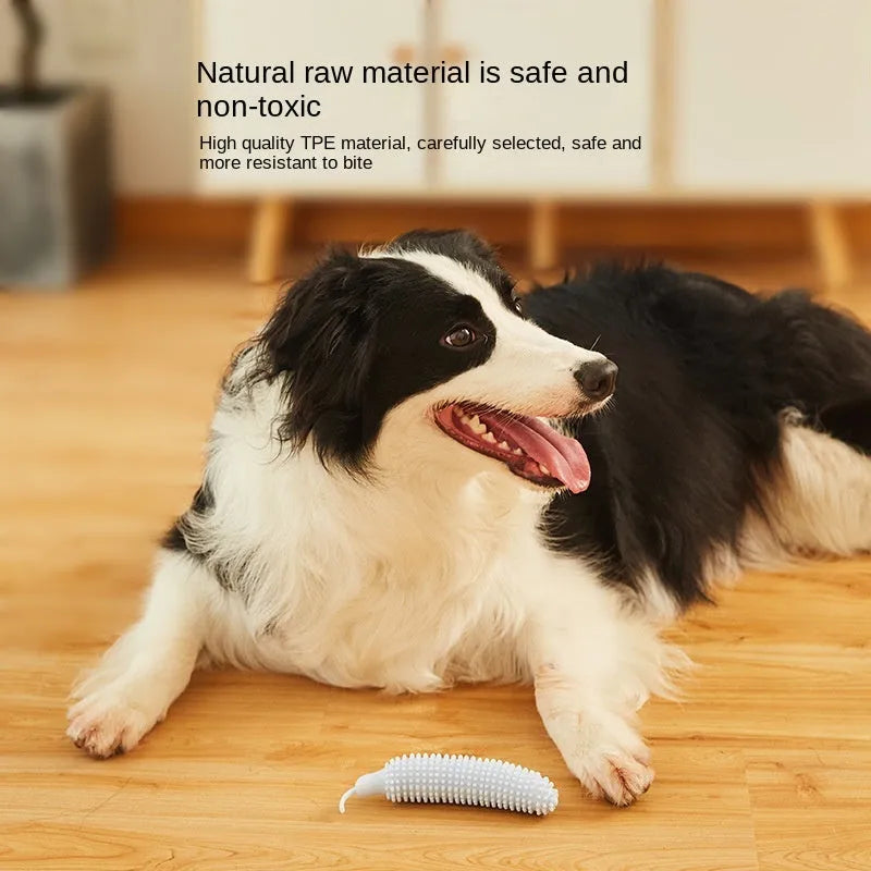 Cucumber-shaped dog chew toy in TPR material for teething relief and interactive training