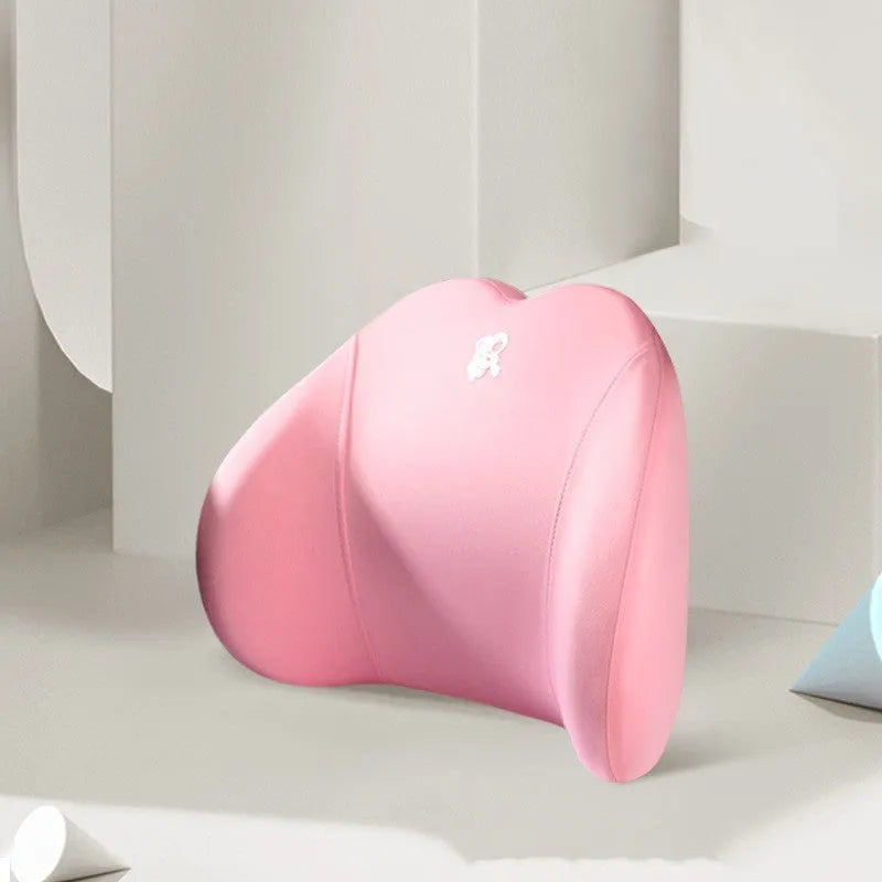 Heart-shaped memory foam car pillow set with cotton cover showing headrest and lumbar support pillows