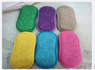 Double-sided microfiber cleaning sponge with high-density inner core for tough kitchen messes