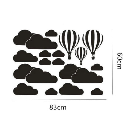 Hot air balloon white cloud wall stickers for living room decor