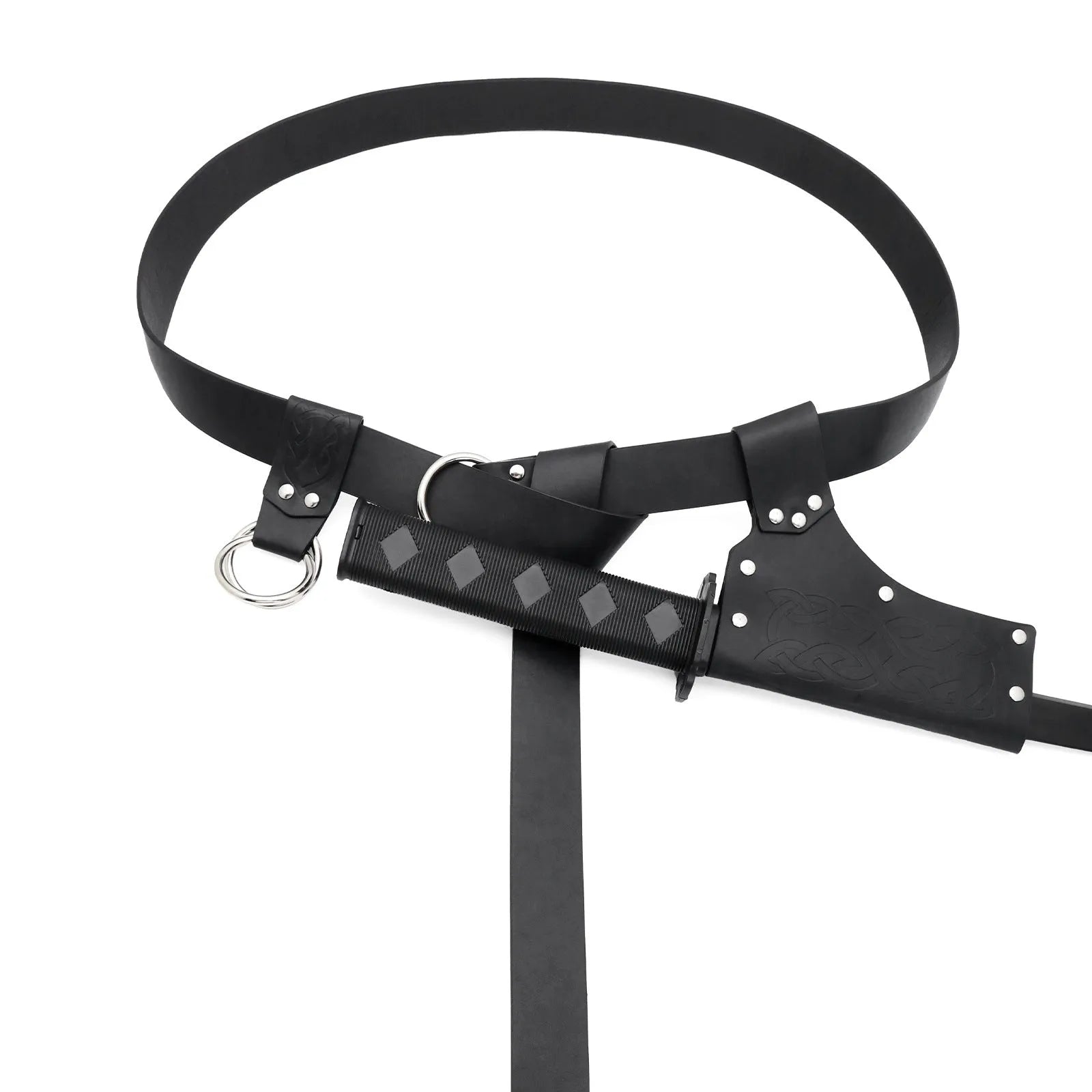 Medieval knight PU leather belt three-piece set in black for COSPLAY costume