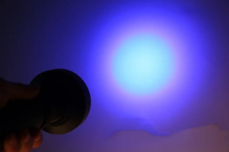 Violet fluorescent agent detection flashlight with aluminum alloy body and 5W LED