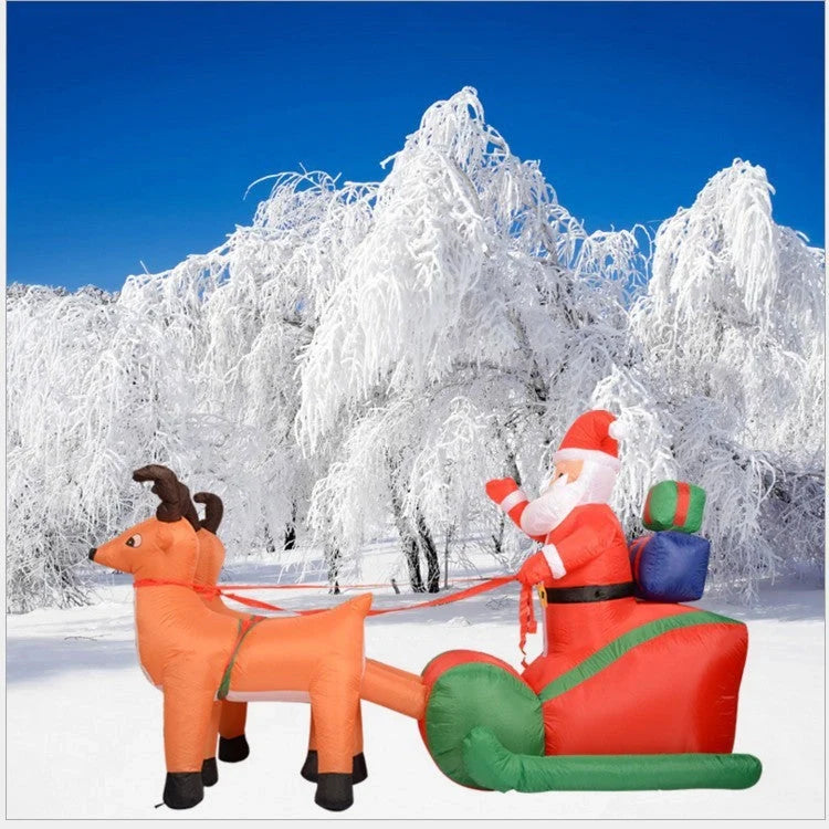 Inflatable Santa Claus deer cart Christmas decoration with LED lights