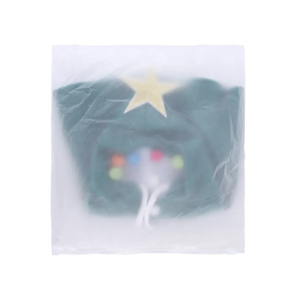 Green and red polar fleece pet Christmas cloak cape for cats, available in sizes S M and L