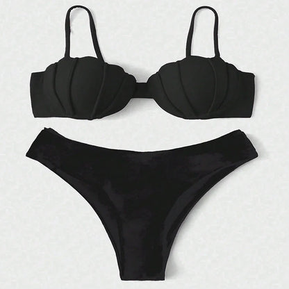 Sling I women's beach bikini swimsuit in rose red, black, or blue with sleeveless design and polyester fabric