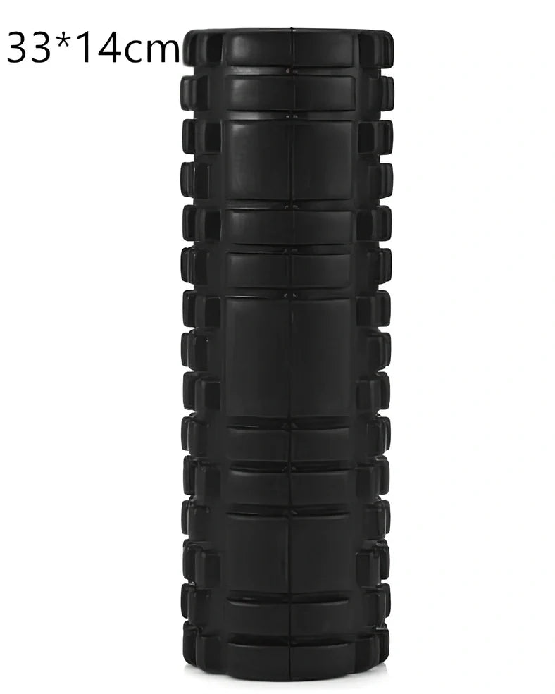 Blue EVA yoga foam roller 30cm long with massage points for muscle recovery