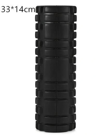 Blue EVA yoga foam roller 30cm long with massage points for muscle recovery