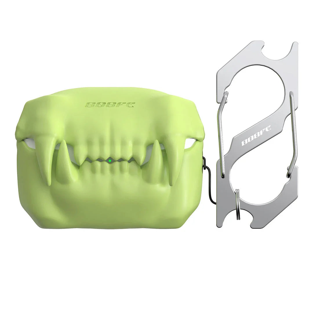 Halloween themed silicone AirPods case with teeth design and keychain