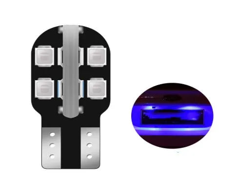 12V T10 LED car license plate light bulb in white colour with wedge base