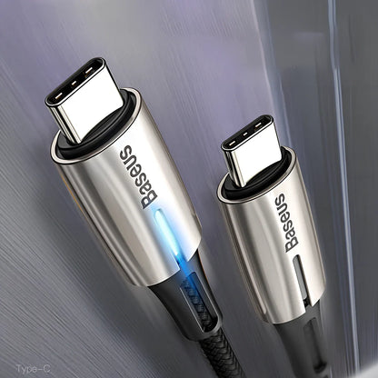 1m purple dual Type-C data cable with PD60W support for fast charging two devices