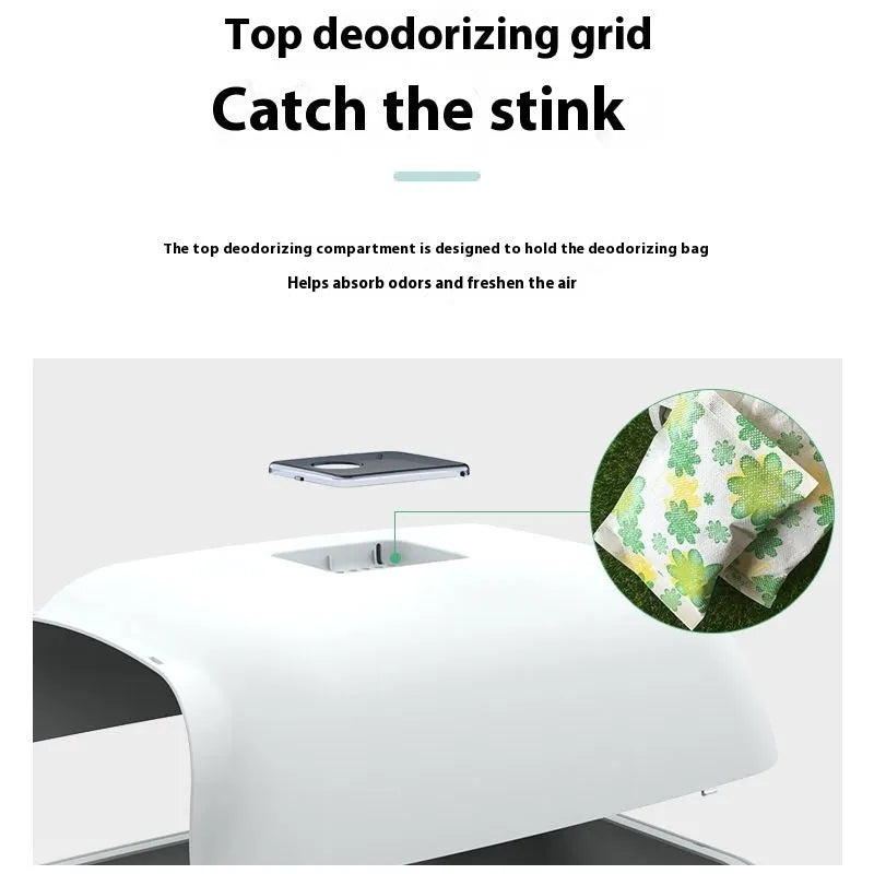Fully enclosed cat litter box in Deep Sky Grey, made from PP material, 50x35x33cm