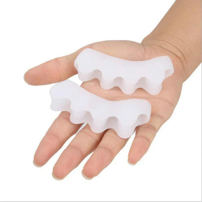 Silicone Bunion Corrector and Toe Separator in various colors, designed to provide soothing relief and long-term correction for foot deformities