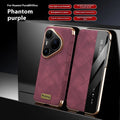 Electroplated diamond grid anti-fingerprint Huawei phone case in imitation leather.