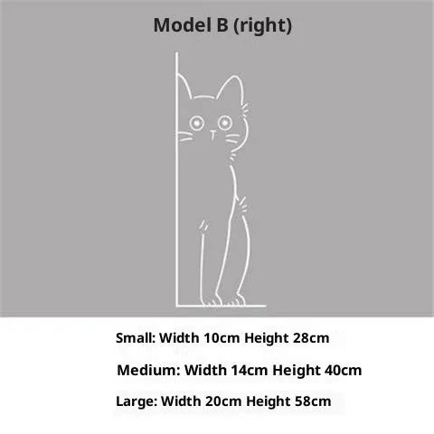 Shy kitty PVC wall sticker modern simplicity solid colour black or white 28/40/58cm