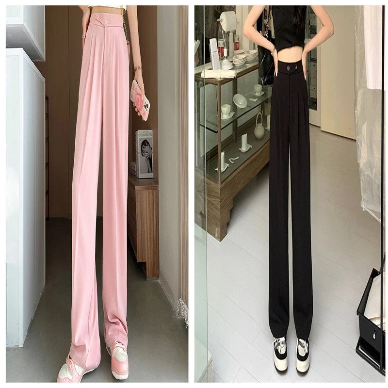 Women's high waist loose drape suit wide leg pants in various colours