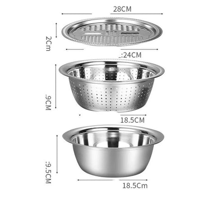 Versatile Stainless Steel Veggie Chopper - All-in-One Kitchen Gadget for Chopping, Grating, and Draining Vegetables