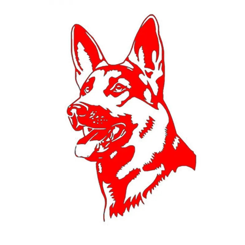 Reflective hunting dog Alsace shepherd silhouette car sticker measuring 13cm by 8cm.