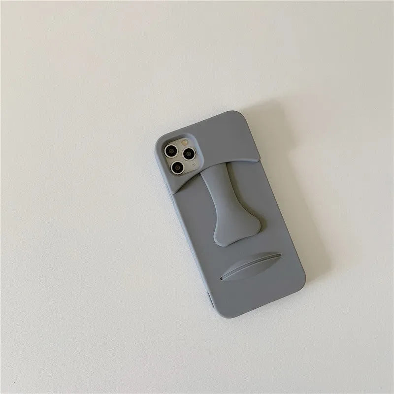 Grey cartoon stone soft rubber mobile phone case compatible with Apple iPhone, Japanese Korean style protective shell