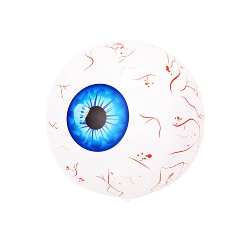 Halloween Eyeball Balloon with bloodshot design in green, blue, and red