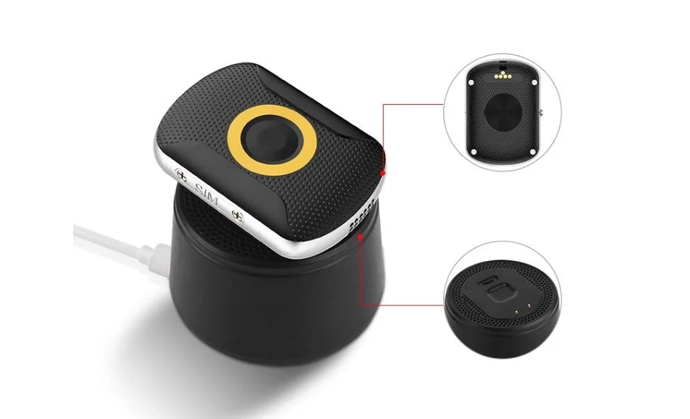Personal GPS Tracker A29 in black with waterproof design for children, elders, and pets