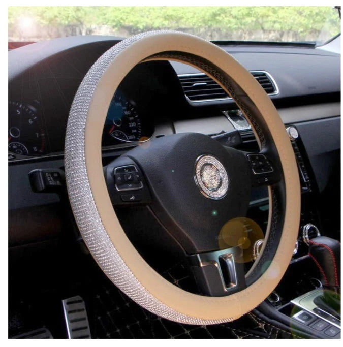 Universal car steering wheel handle set with anti-slip PU leather cover in various colours