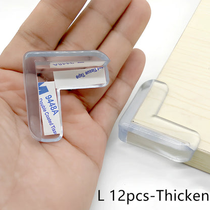 L-shaped baby silicone protective pad in soft PVC with 3M glue for table corner safety, thickened 2cm padding