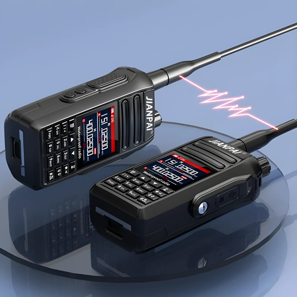 Black waterproof aviation headset with antenna and back clip showing plastic shell construction