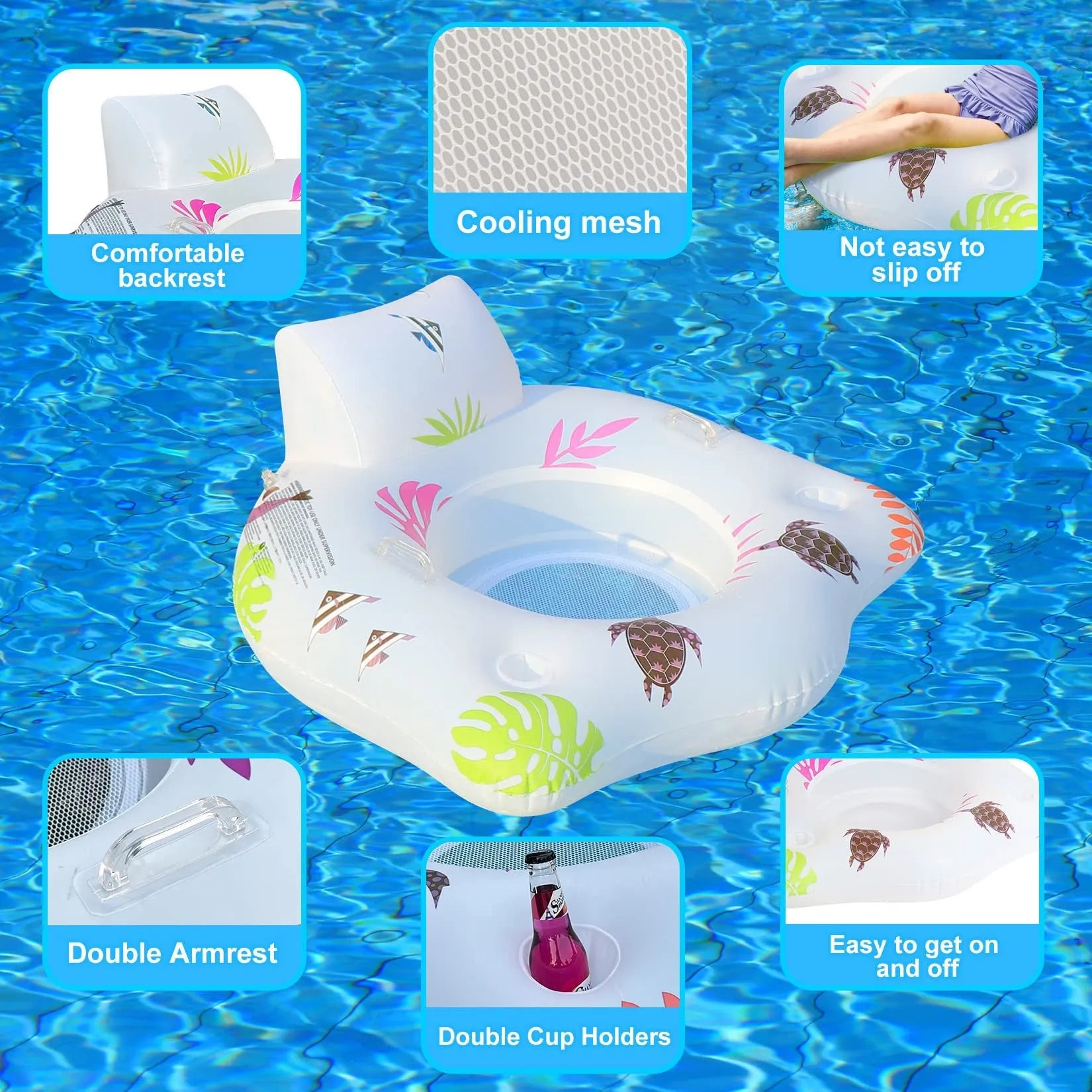 White U-shaped luminous inflatable float on water.