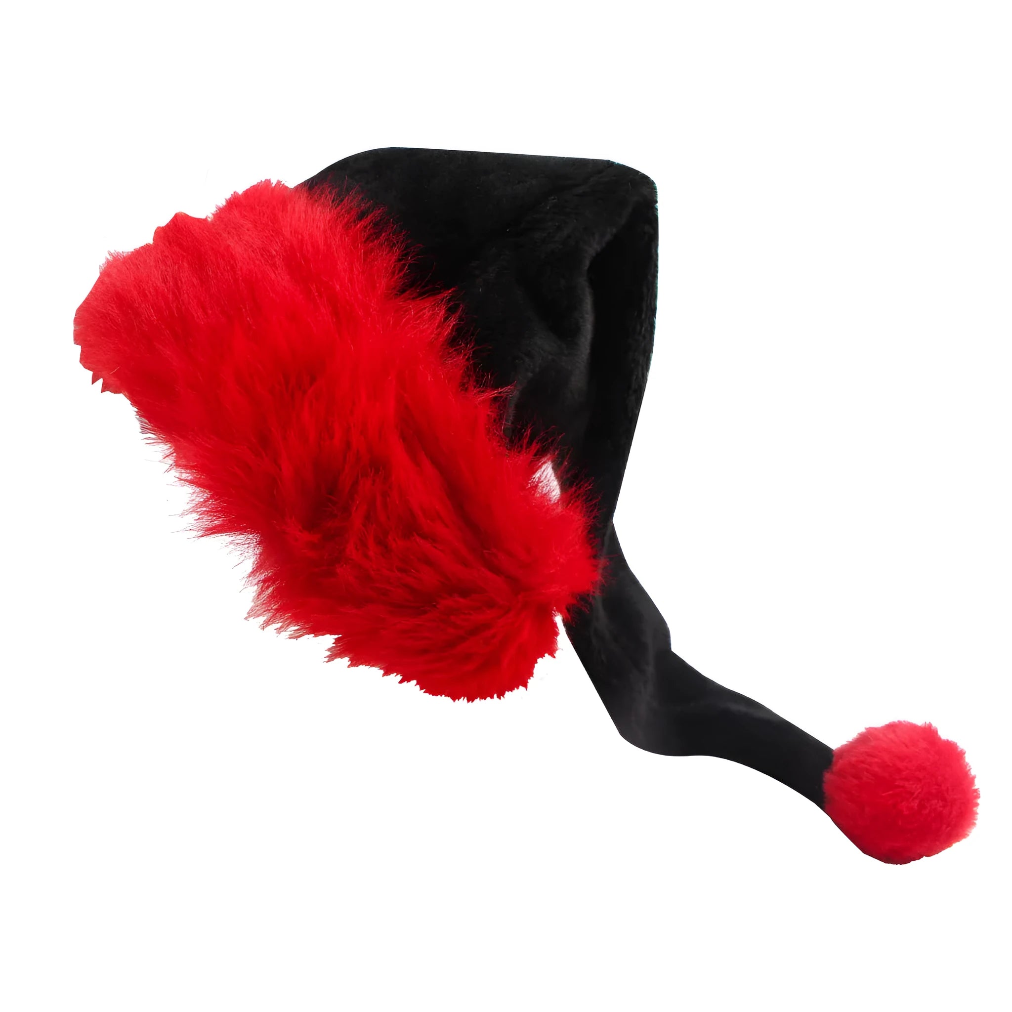 Plush plus-size Christmas hat in red and black colour combination with European classical style