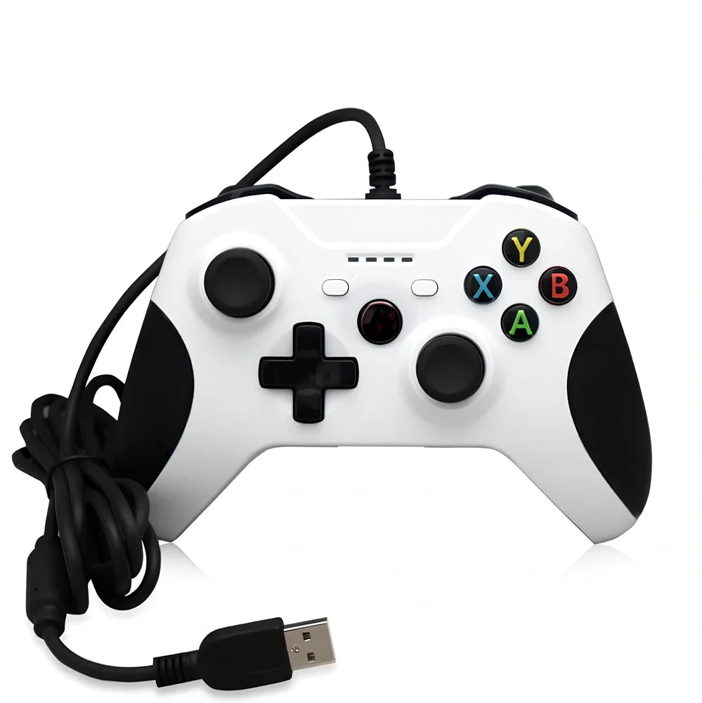 Black wired USB controller for Xbox One and PC with 2M cable and analog triggers, plug-and-play compatible
